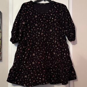 Floral Black Velvet Women’s Dress
